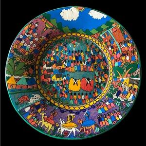 Vintage Mexican Folk Art Hand Painted Wall Hanger